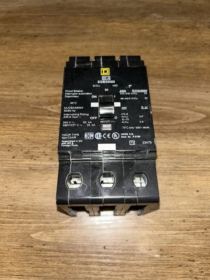 Автоматический выключатель Square D EGB34050 3 Pole 50 Amp 480V Circuit Breaker