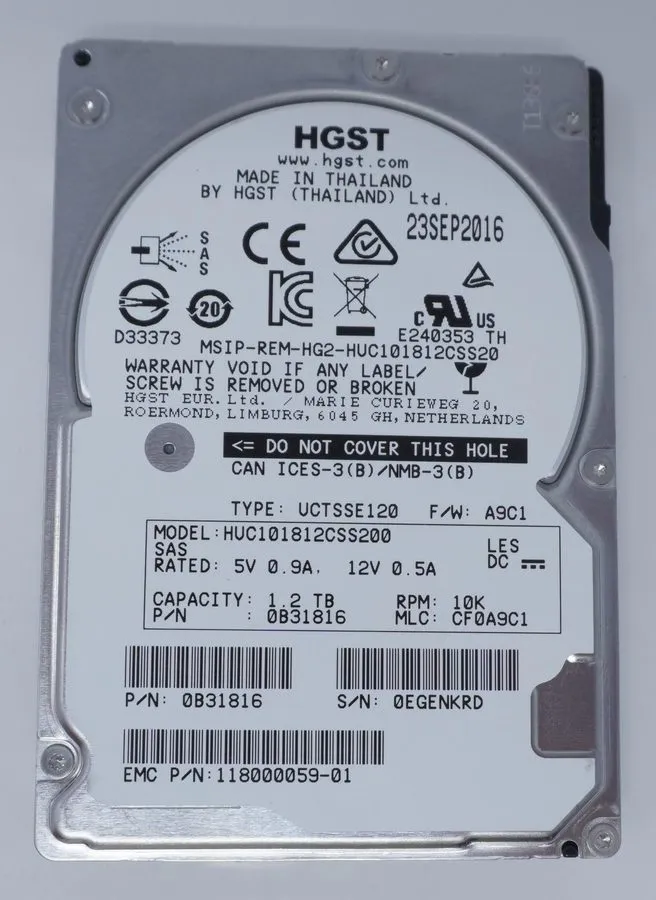Сервер HUC101812CSS200 0B32671 HGST 1.2TB 10K 12Gb/s SAS 2.5" Server Hard Drive