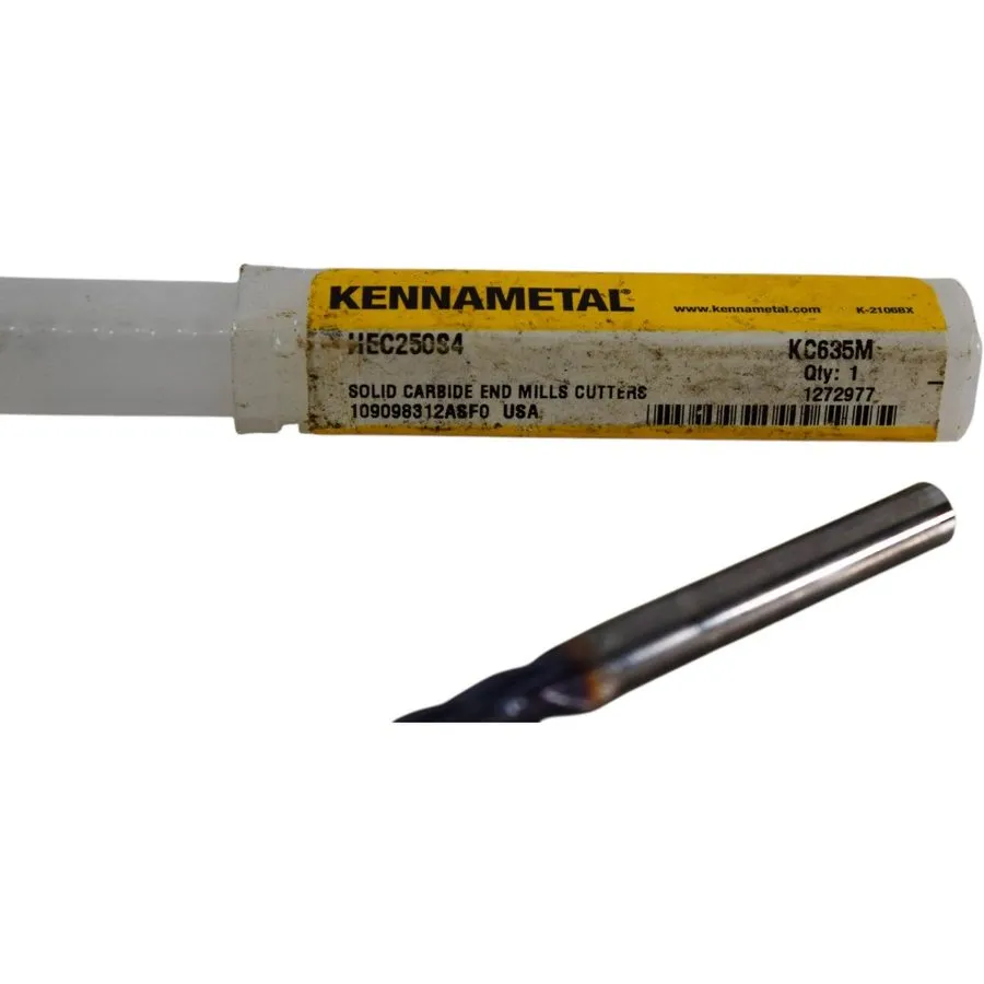 Режущий инструмент Kennametal HEC250S4 KC610M Carbide Square End Mill 1/4" 4-Flu