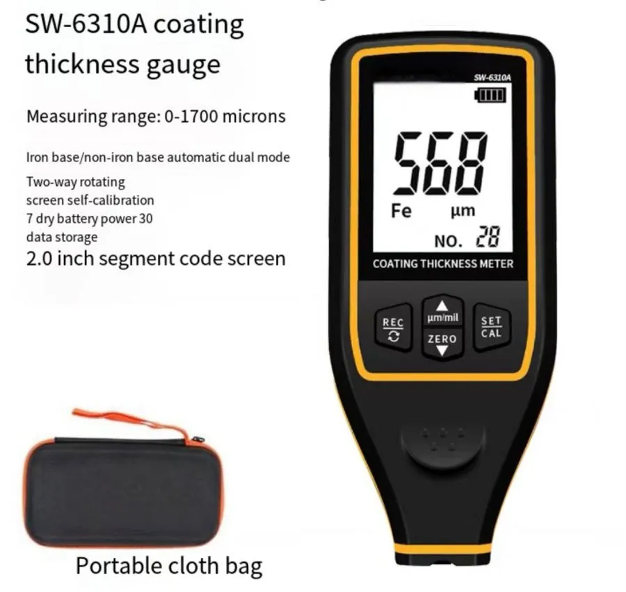 Толщиномер SW-6310A Digital Paint Coating Thickness Gauge Handheld 0-1700um Auto
