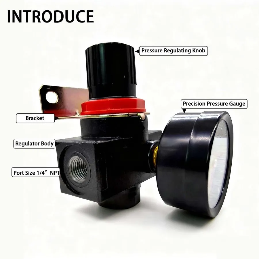 Регулятор давления 1/4 NPT Air Compressor Pressure Regulator 0150PSI BR2000 Brac — фото лота 1