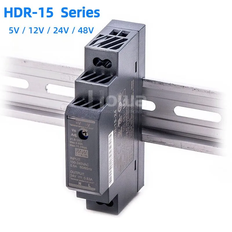 Блок питания Mean Well HDR-15 Series DIN Rail Power Supply 15W 5V 12V 24V 48V
