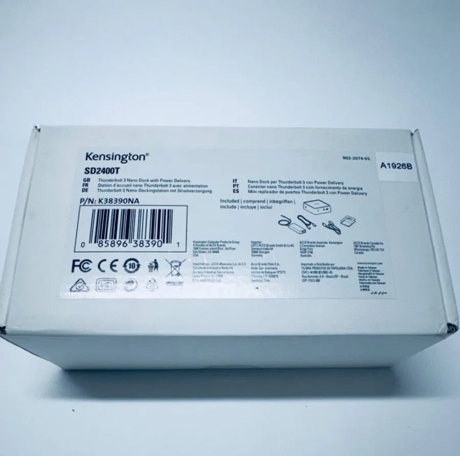 Док-станция Kensington SD2400T Thunderbolt 3 Dual 4K Nano Dock K38390NA Dock Onl