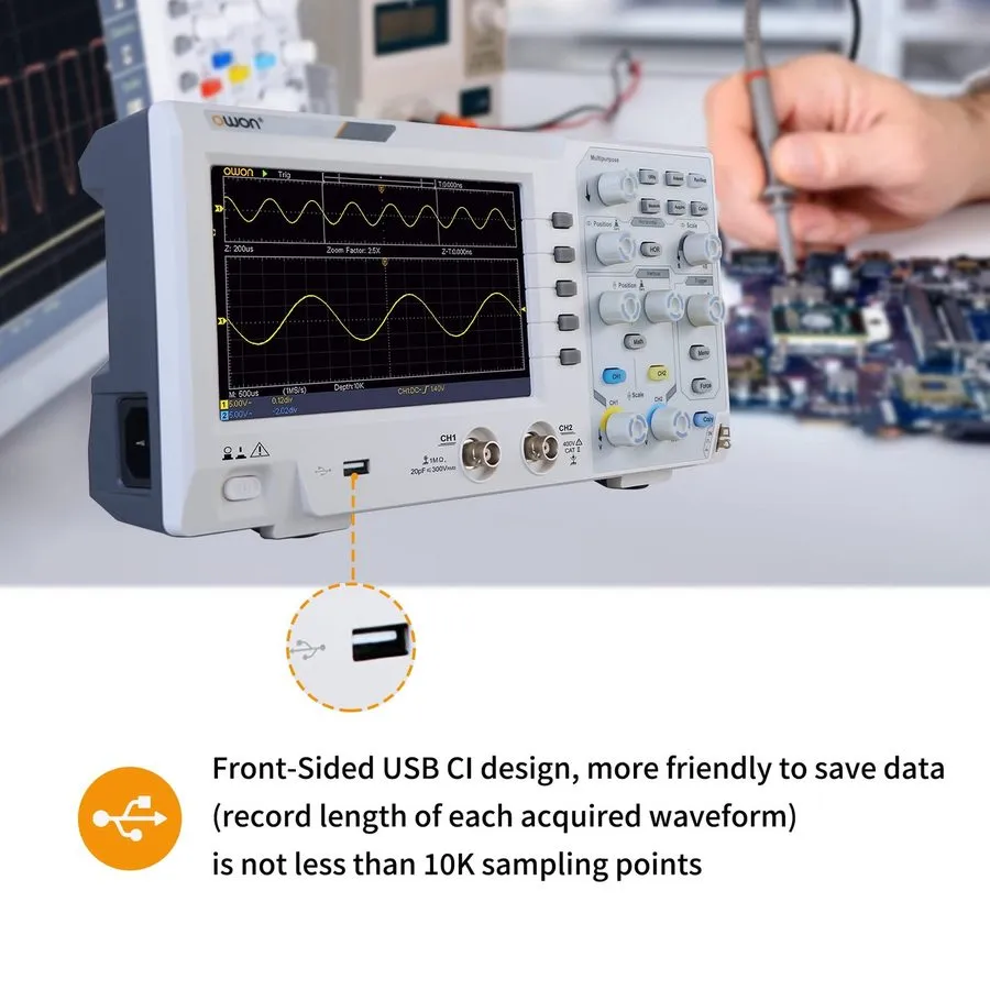 Осциллограф OWON SDS1102 2CH Digital Desktop Oscilloscope 1GSa/s 100MHZ Bandwidt — фото лота 1
