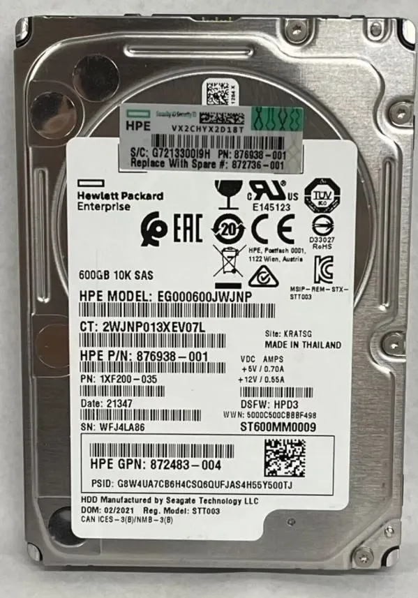 Жёсткий диск HP 600GB, Internal, 10000 RPM, 2.5" (876938-001) Hard Drive