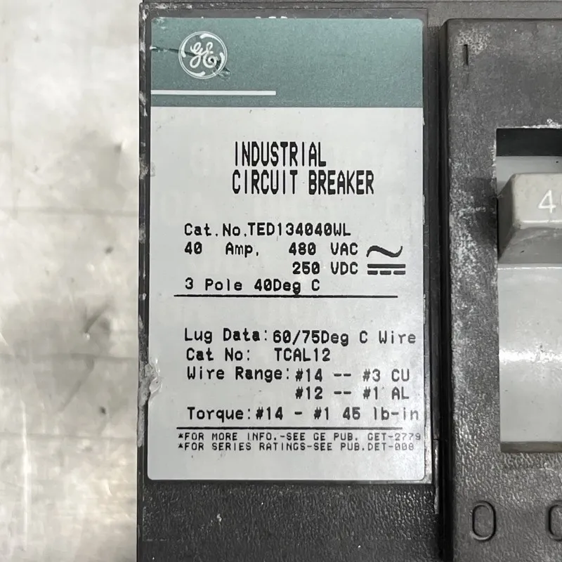 Автоматический выключатель General Electric GE TED134040WL 3p 40a 480v Circuit B