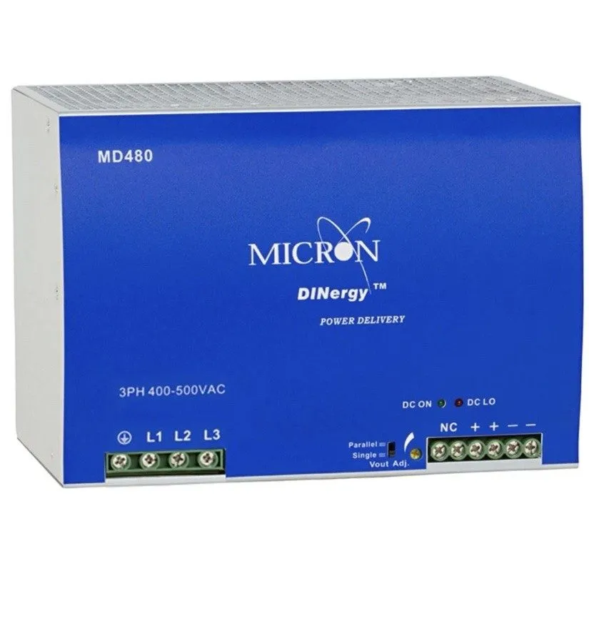 Блок питания MD480-24-3C, Power Supply, DIN-rail mount, 24V/20A OUT, 400-500VAC  — фото лота 1