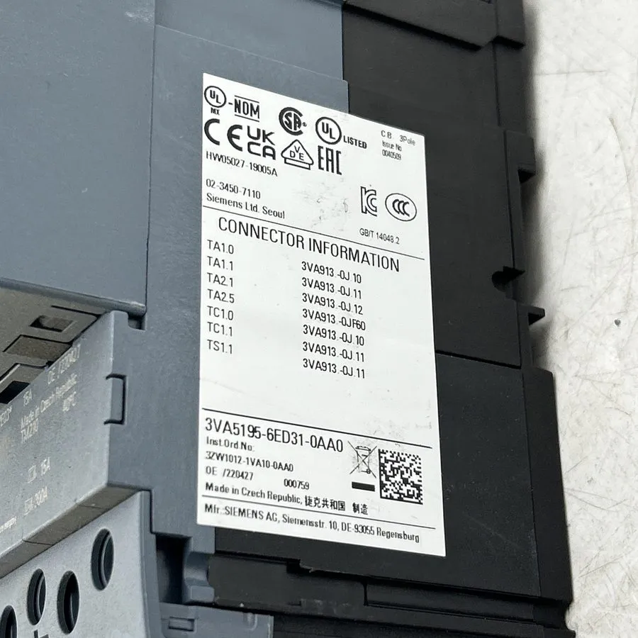 Автоматический выключатель Siemens 3VA5195-6ED31-0AA0 Circuit Breaker 15A w/ 3VA