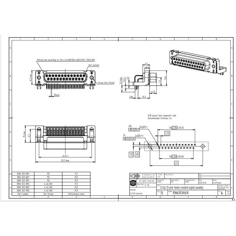 Разъём HARTING Female Connector 09663537612 25-pin
