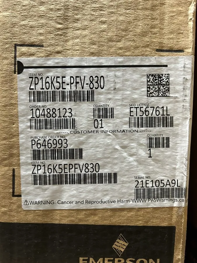 Компрессор Copeland Scroll ZP16K5E-PFV-830 Scroll Compressor 208-230 15,500 R410 — фото лота 1
