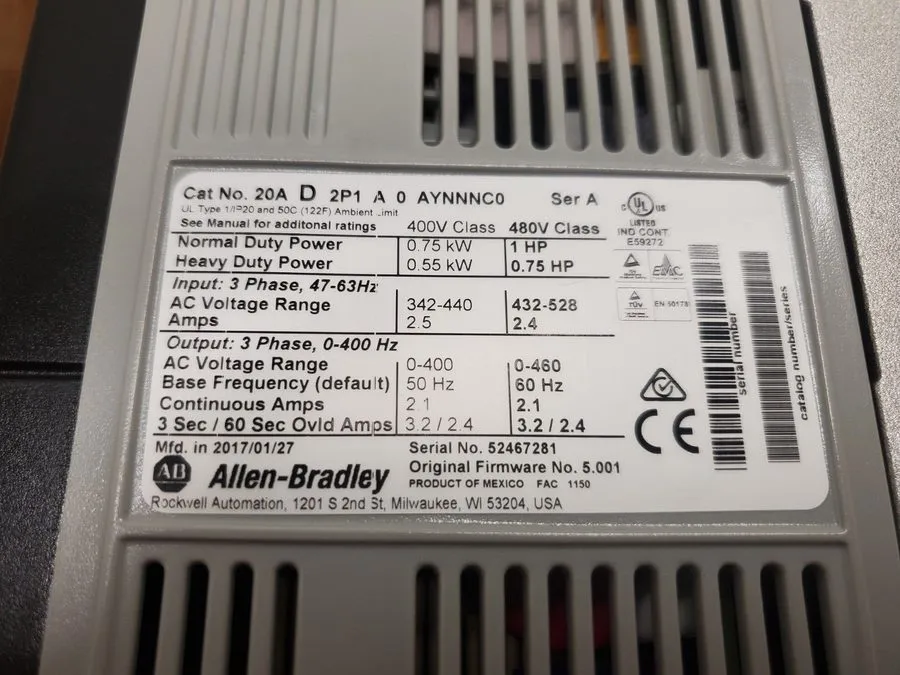Частотный преобразователь Allen-Bradley PowerFlex 70 20AD2P1A0AYNNNC0 Adjust Fre