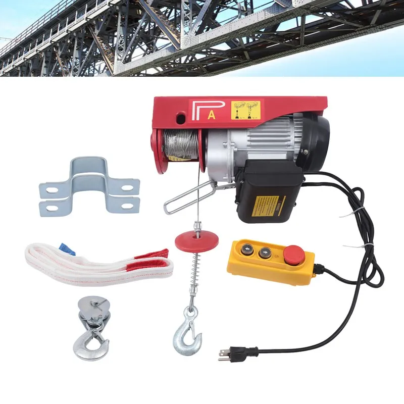 Таль 500kg/1100lb Electric Hoist Winch Lifting Crane Garage Lift Crane+Remote Co