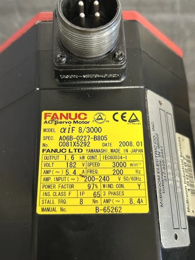 Серводвигатель Fanuc A06B-0227-B805 AC Servo Motor 1.6kW 3000min A8/3000i Unit — фото лота 1