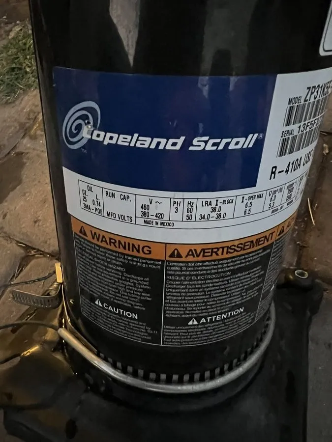 Компрессор COPELAND SCROLL COMPRESSOR model ZP31K5E TFD 800 year 2024 460v 3phas