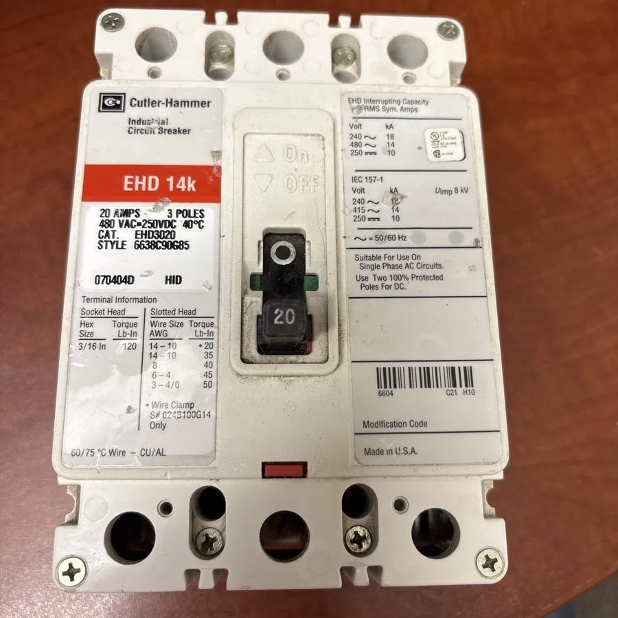 Автоматический выключатель Eaton Cutler-Hammer EHD3020L EHD 14k Series C 20A 480
