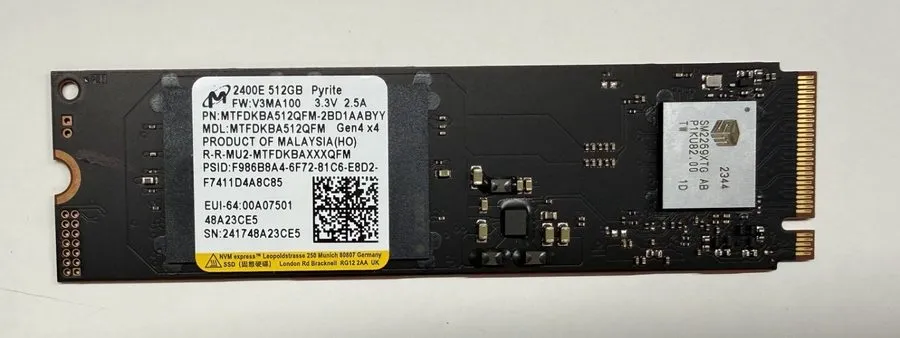 SSD-накопитель MTFDKBA512QFM Micron 2400 512GB PCI-E 4.0 x4 NVMe M.2 2280 Intern
