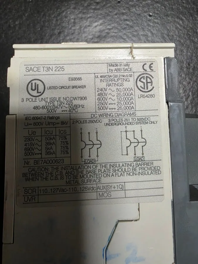 Автоматический выключатель ABB SACE Tmax S3N E93565 150 Amp Molded Case Circuit