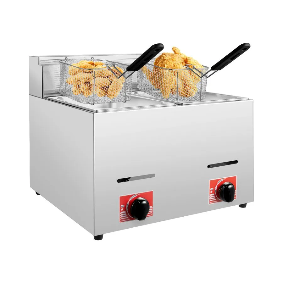 Фритюрница 12L Commercial Propane Deep Fryer Countertop Gas Fryer & 2Baskets LPG