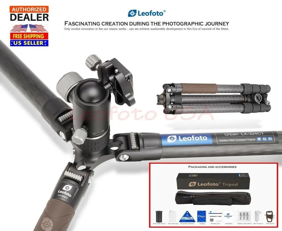 Оборудование видеонаблюдения Leofoto LX-324CT + XB-38 Reversible Travel Tripod w