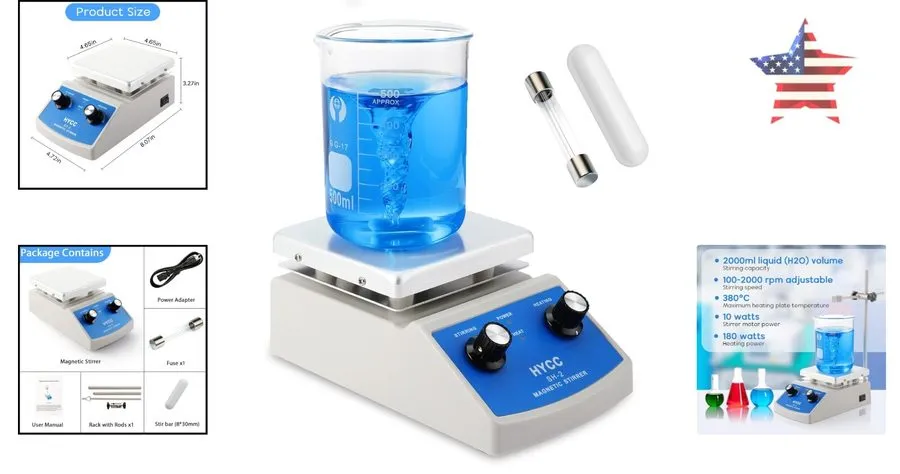 Батарея Hot Plate with Magnetic Stirrer Max Temp 716°F, 100-2000 RPM, 2000mL Cap