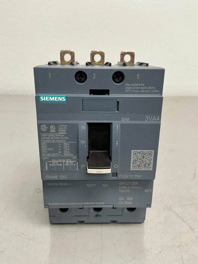 Автоматический выключатель Siemens 3VA4150-4ED34-0AA0 Circuit Breaker 50 Amp 3 P