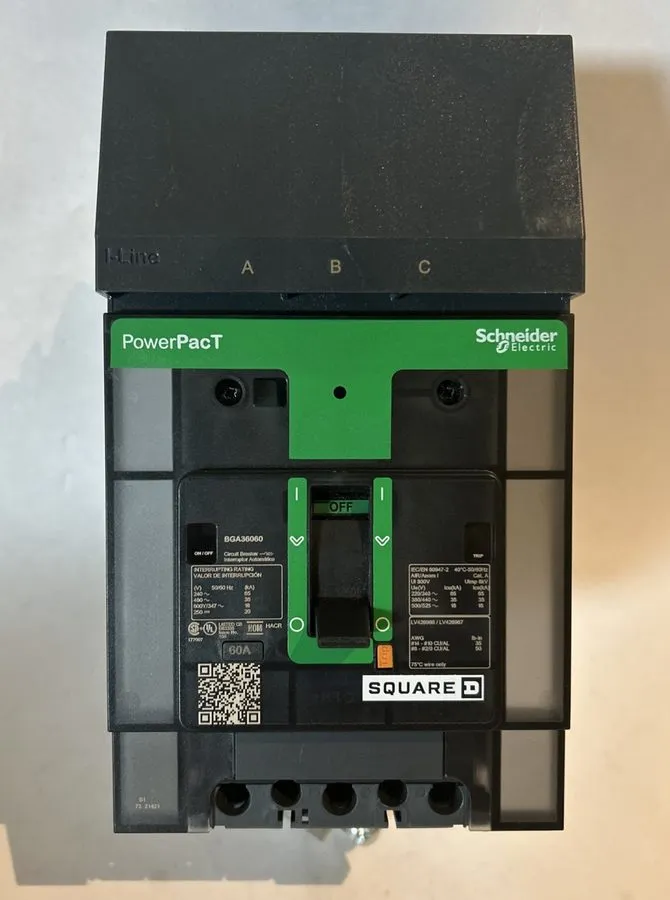 Автоматический выключатель Square D Schneider Electric BGA36060 60 Amp 3 Pole 48 — фото лота 1