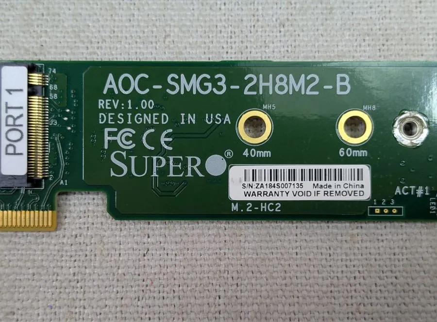 Кабель Supermicro AOC-SMG3-2H8M2-B (REV 1.0) M.2 SATA/NVMe Hybrid Carrier Card