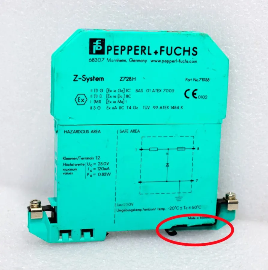 Датчик PEPPERL + FUCHS Z728.H ZENER BARRIER 71938
