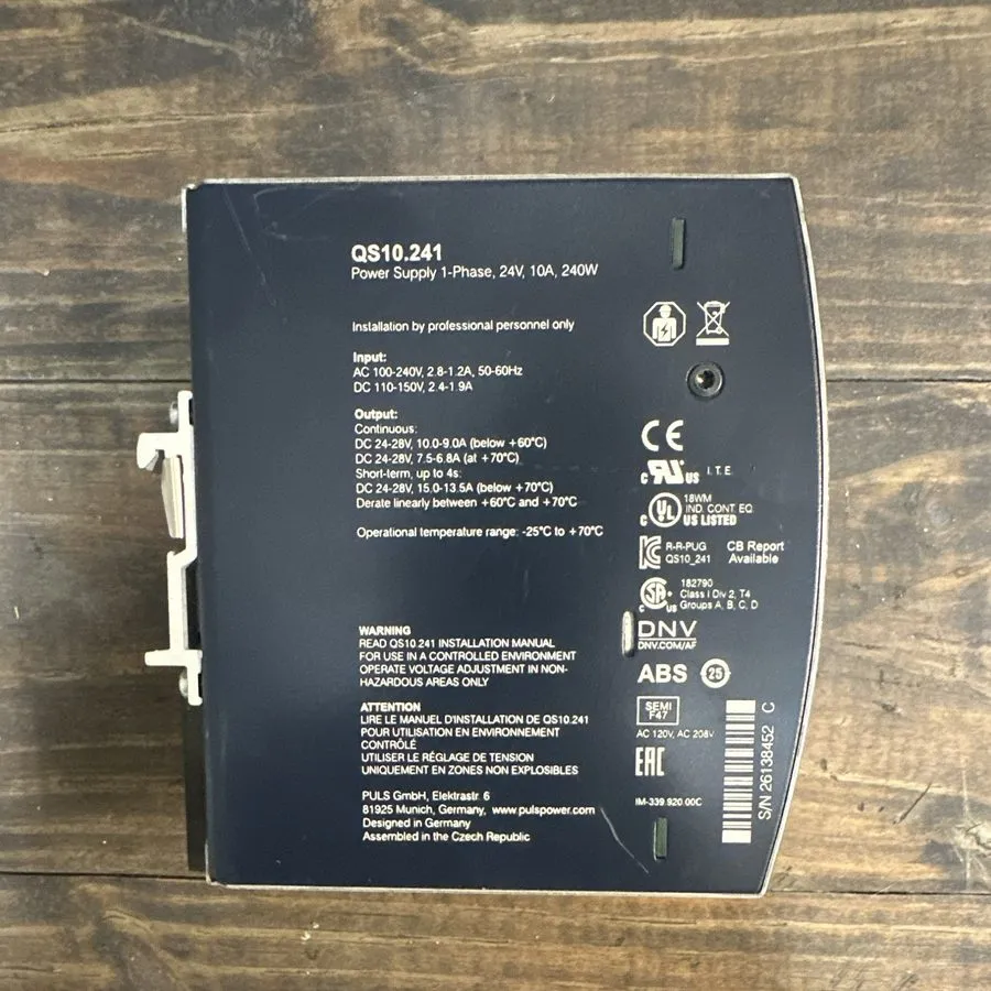 Блок питания PULS QS10.241 240W 10A Single Phase DIN Rail Power Supply 24-28VDC