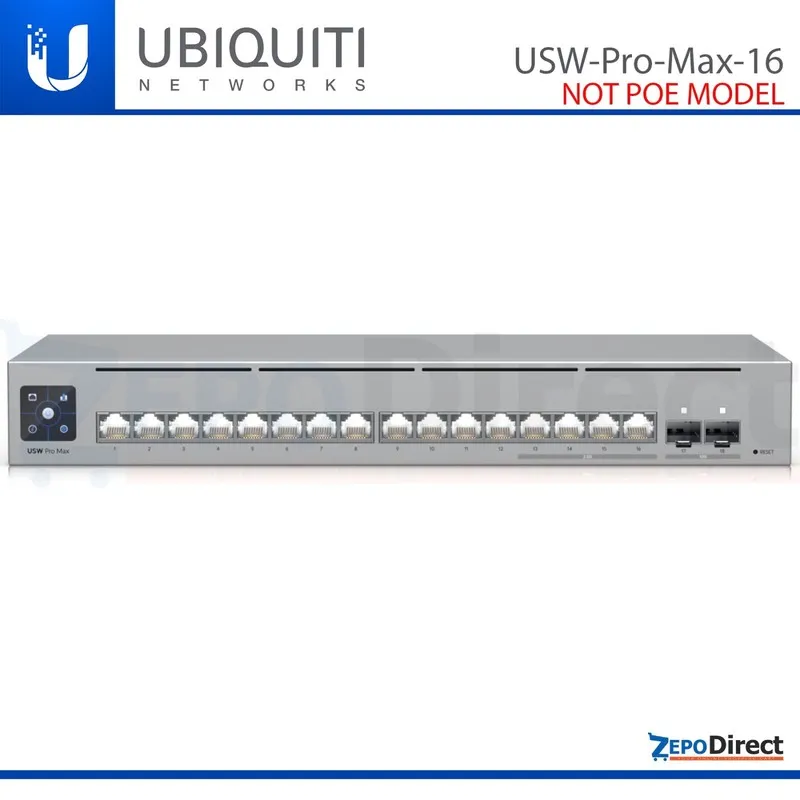 Коммутатор USW-Pro-Max-16 Ubiquiti UniFi 16-Port SFP+ L3 Managed Network Switch 
