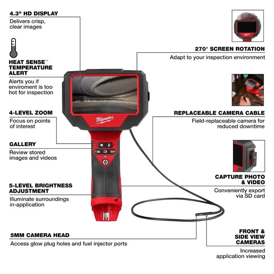 Видеоэндоскоп Milwaukee 3150-20 M12™ Auto Technician Borescope (Tool Only)