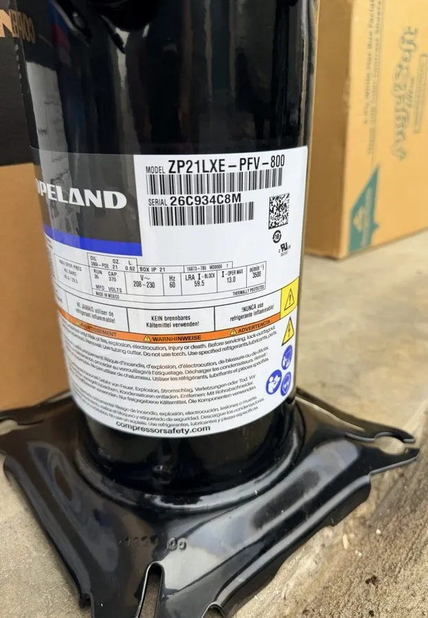 Компрессор ZP21LXE-PFV-800 Copeland Scroll Compressor 20,000 BTU/HR, 208/230V