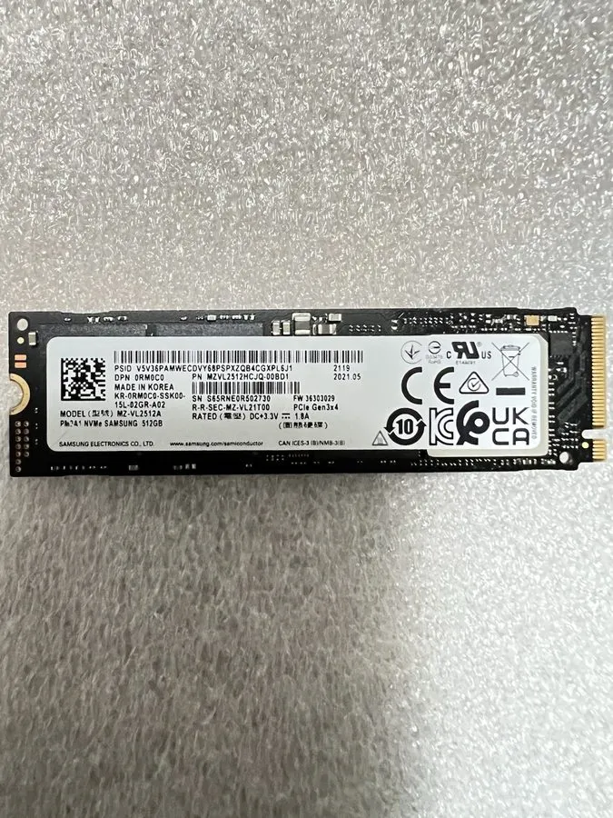 SSD-накопитель Samsung PM9A1 512GB M.2 2280 NVMe SSD PCIe Gen3 x4 MZVL2512HCJQ-0