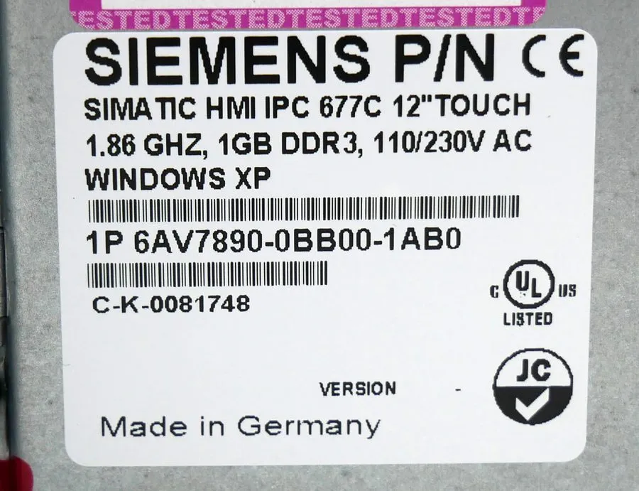 Промышленный компьютер Siemens SIMATIC HMI IPC 677C 6AV7890-0BB00-1AB0 12" Touch