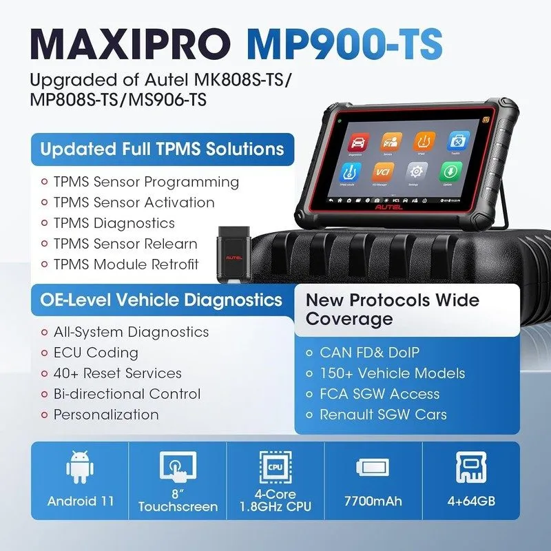 Диагностический сканер 2025 Autel MaxiCOM MK808S-TS MX808S-TS Full TPMS Diagnost