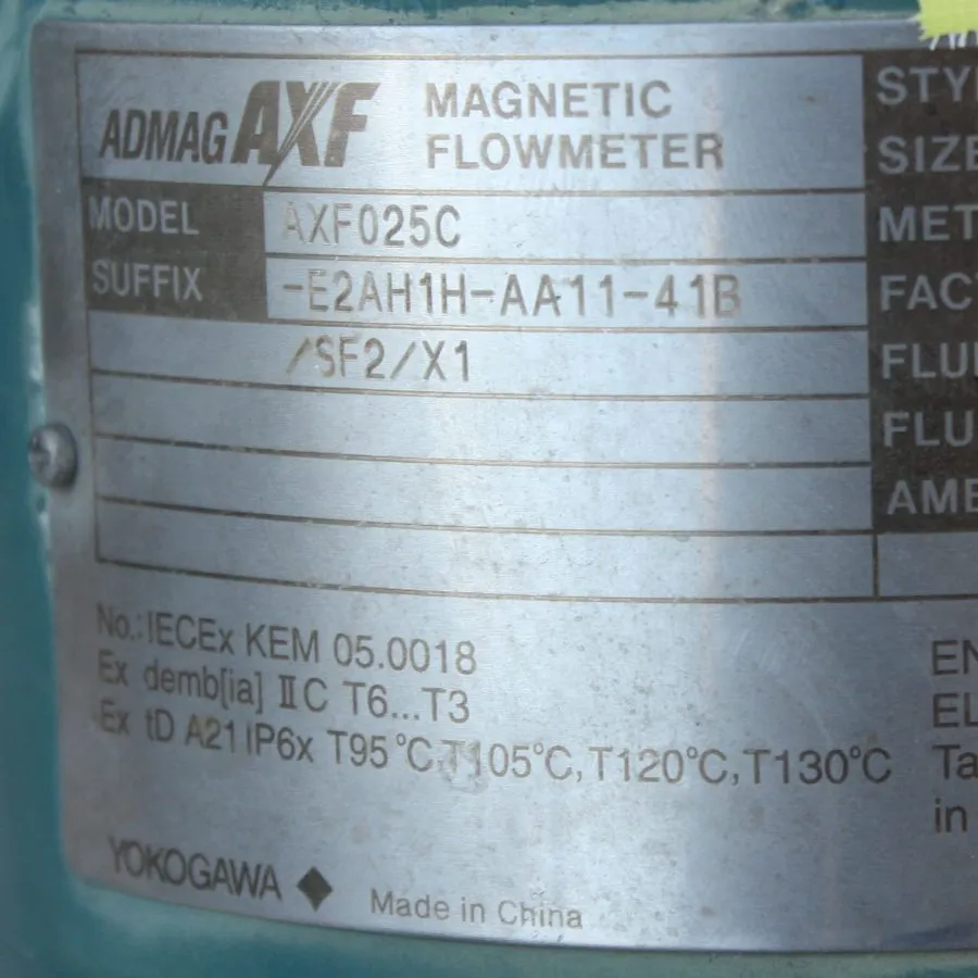 Расходомер YOKOGAWA ADMAG AXF025C MAGNETIC FLOWMETER STYLE S1 25 MM