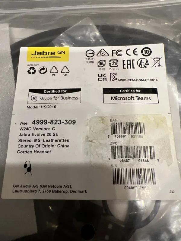 VoIP-шлюз 4999-823-309 Jabra Evolve 20SE MS Stereo Headset Version C