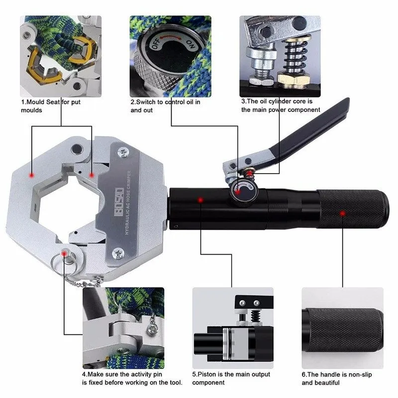 Трубопроводная арматура Manual Hydraulic Hose Crimping Tool Auto A/C Hose Hydra- — фото лота 2