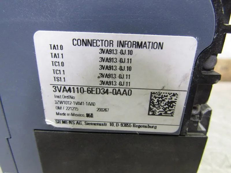 Автоматический выключатель Siemens 3VA4110-6ED34-0AA0 100 Amp 600Y/347 VAC 3 Pol — фото лота 2