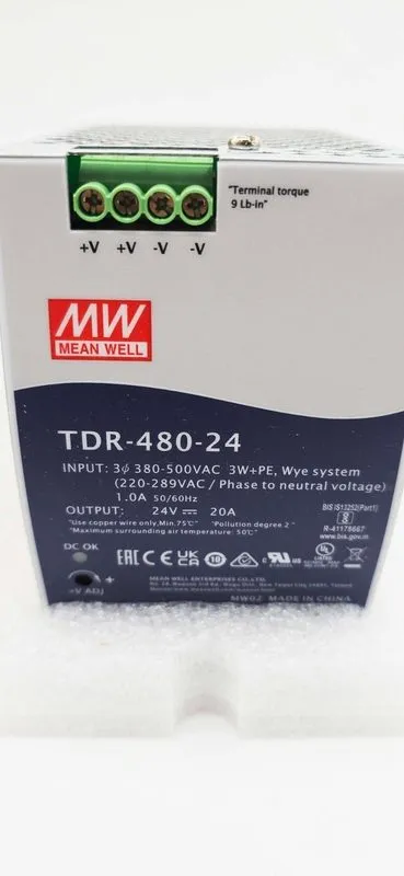 Блок питания Mean Well TDR-480-24 Industrial DIN Rail Power Supply 24VDC 20A 480 — фото лота 4
