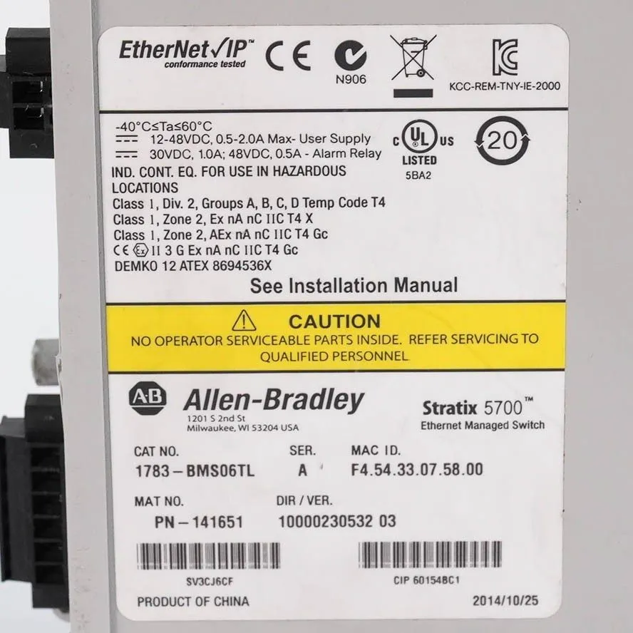 Коммутатор Allen Bradley 1783-BMS06TL Ser A Stratix 5700 Managed Switch 6 Port