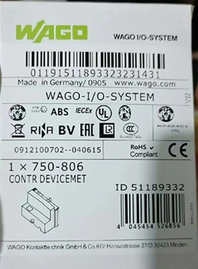 Коммуникационный модуль Wago DeviceNet communication module 750-806