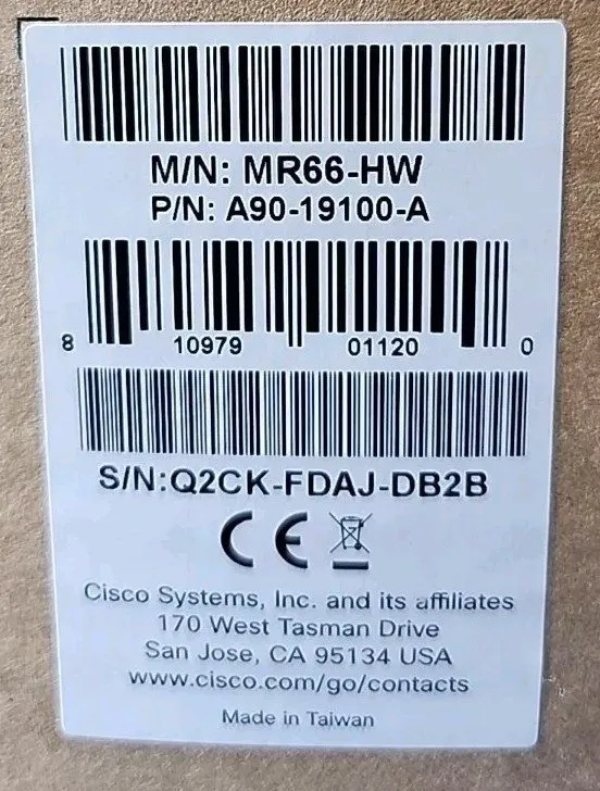 Точка доступа CISCO MERAKI MR66-HW, P/N A90-19100-A, DUAL RADIO OUTDOOR, ROUTER