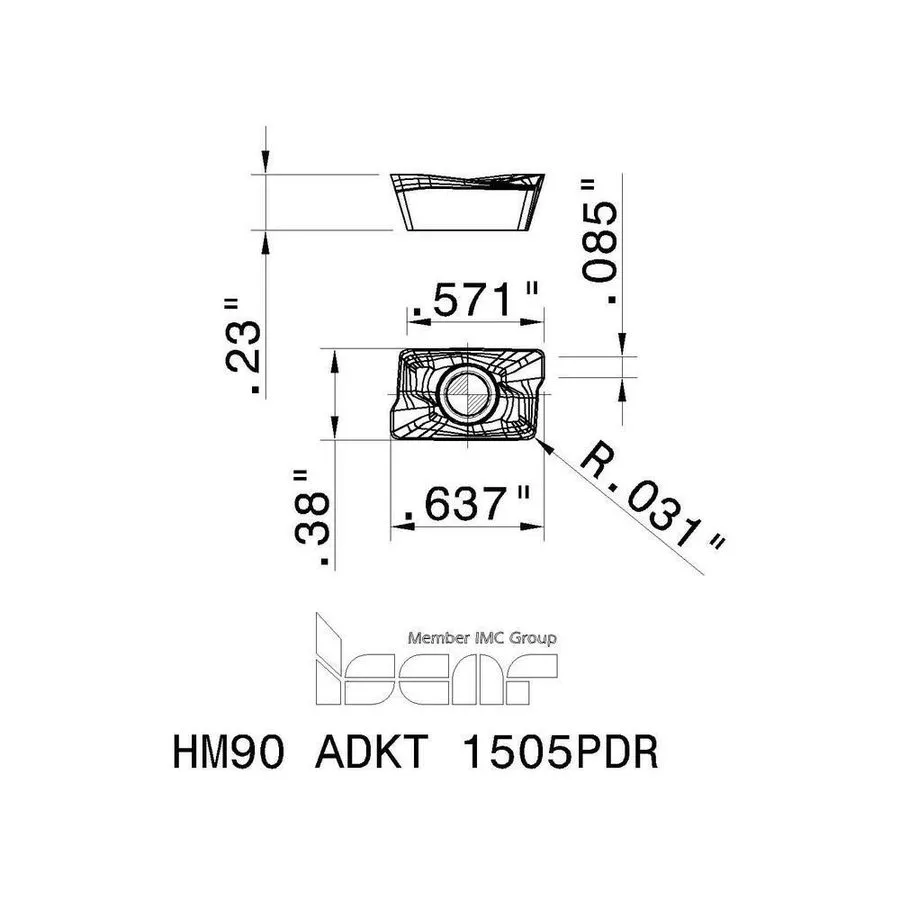 Режущий инструмент Iscar ADKT1505PDR HM90 IC928 Carbide Milling Insert