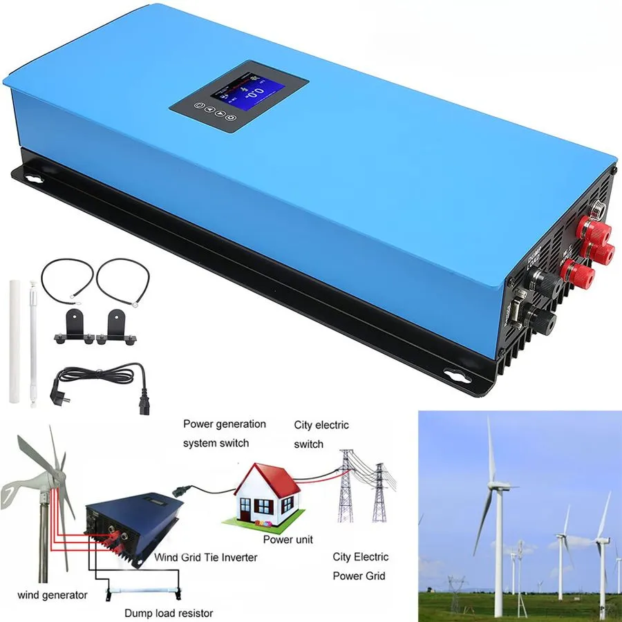 Инвертор 1KW / 2KW 3 Phase Wind Turbine On Grid Tie Inverter W/Limiter DC 22-65v