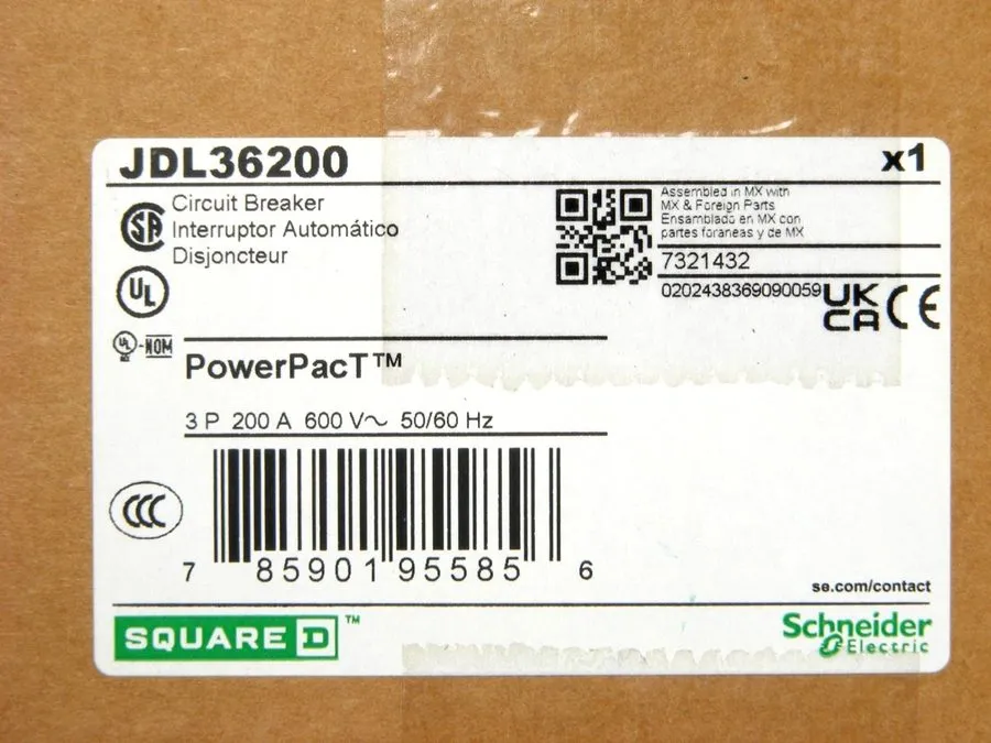 Автоматический выключатель Square D JDL36200 Circuit Breaker, TMTU, 3P 200A 18kA — фото лота 1