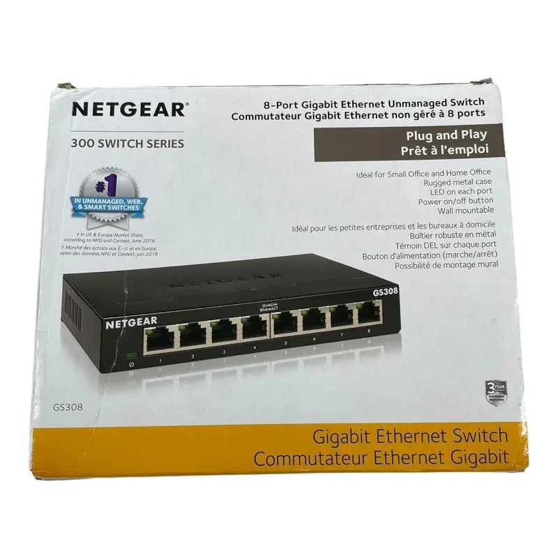 Коммутатор NETGEAR GS308v3 Black 8-Port Gigabit Ethernet Unmanaged Switch