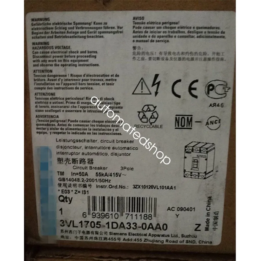 Автоматический выключатель Siemens 3VL1705-1DA33-0AA0 VL160X 3 Pole Circuit Brea
