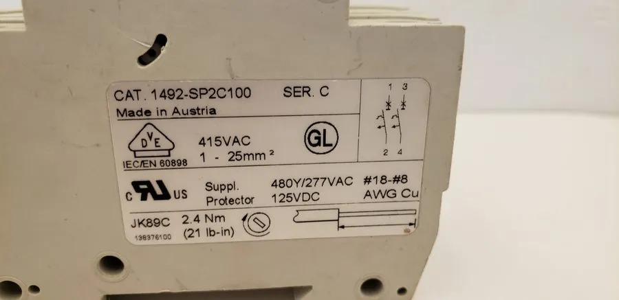 Автоматический выключатель ALLEN BRADLEY 1492-SP2C100 CIRCUIT BREAKER, 10 AMP, 2