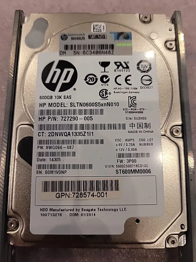 Жёсткий диск HP ST600MM0006 EG0600FCVBK 600GB 10K 2.5" SAS HDD 693569-003 507129